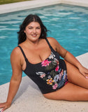 Capriosca - Panel Front One Piece - Black Print
